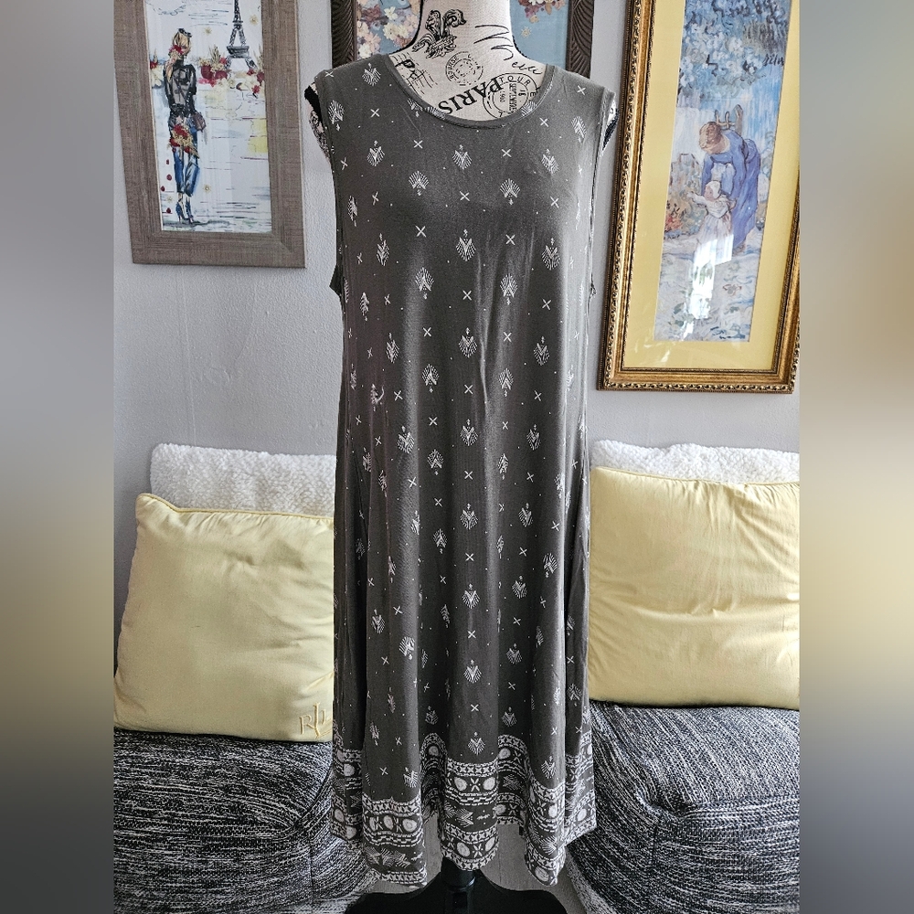 Style & Co. Asymmetrical Dress in Gray and White